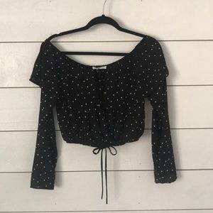 Black crop top with white stars